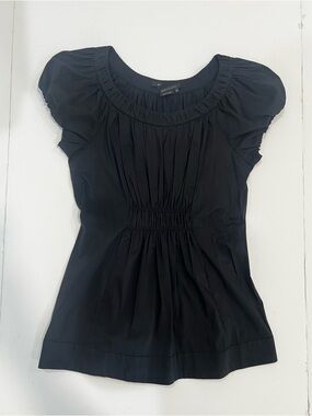 BCNG Maxazria Womens XS Black Short Sleeve Dark Romantic Whimsigoth Puff Sleeve